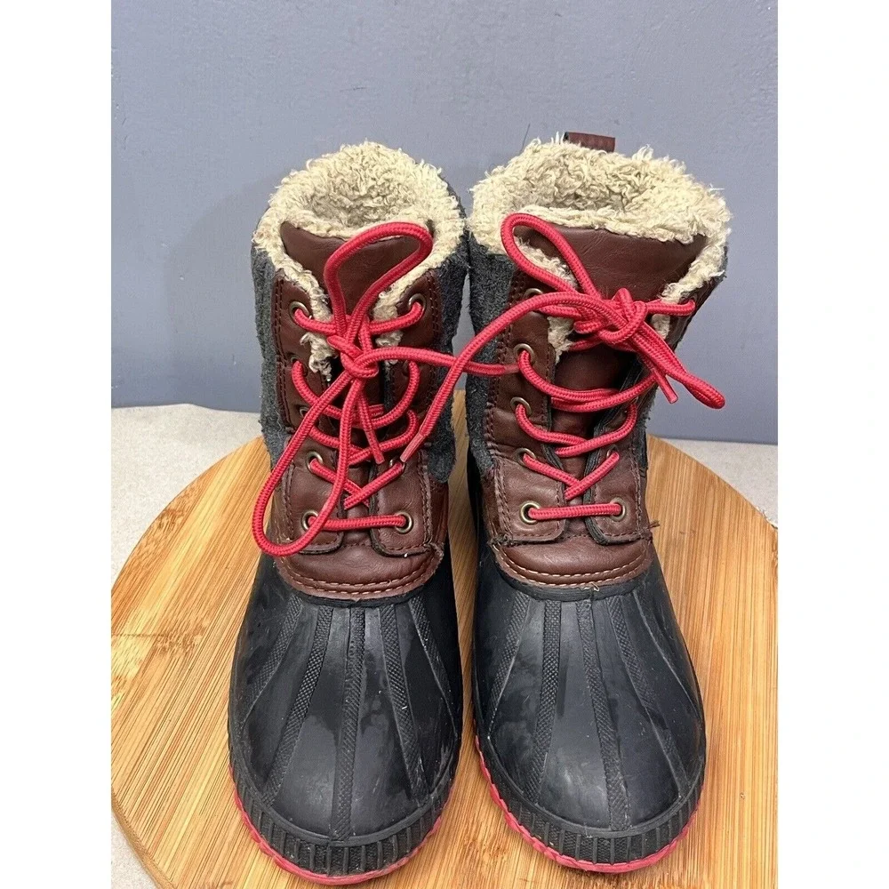 Gap Duck Boots Kids Size 3/4 Charcoal Grey‎ Cozy Winter Snow Thinsulate Lined